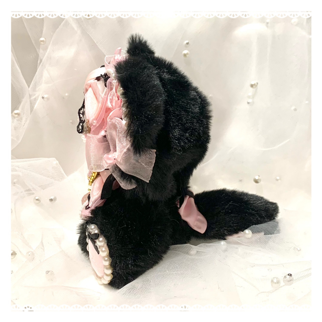 おすわりぬい服 ぬい服 着ぐるみ ちびぐるみ 黒×ピンク｛O20｝の通販