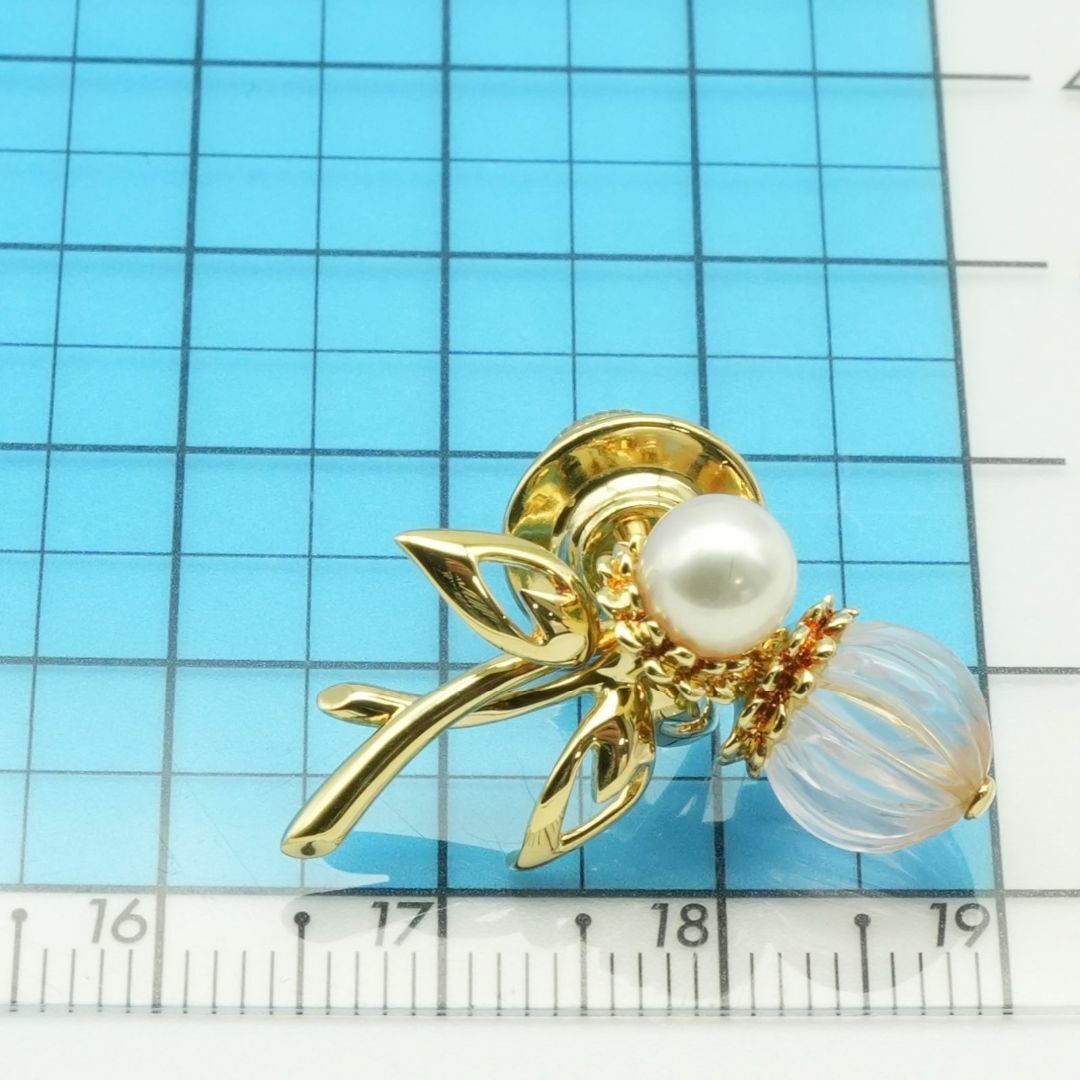MIKIMOTO - 美品 ミキモト ローズクォーツ×パール 花束 ブローチ K18