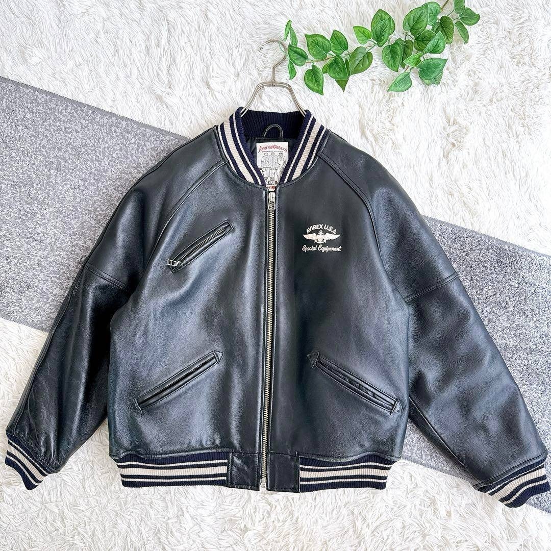 AVIREX - 良品 AVIREX アーチロゴ レザージャケット スタジャン L