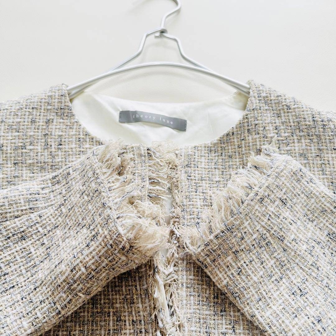 Theory luxe - 美品 セオリーリュクス ノーカラーツイードジャケット