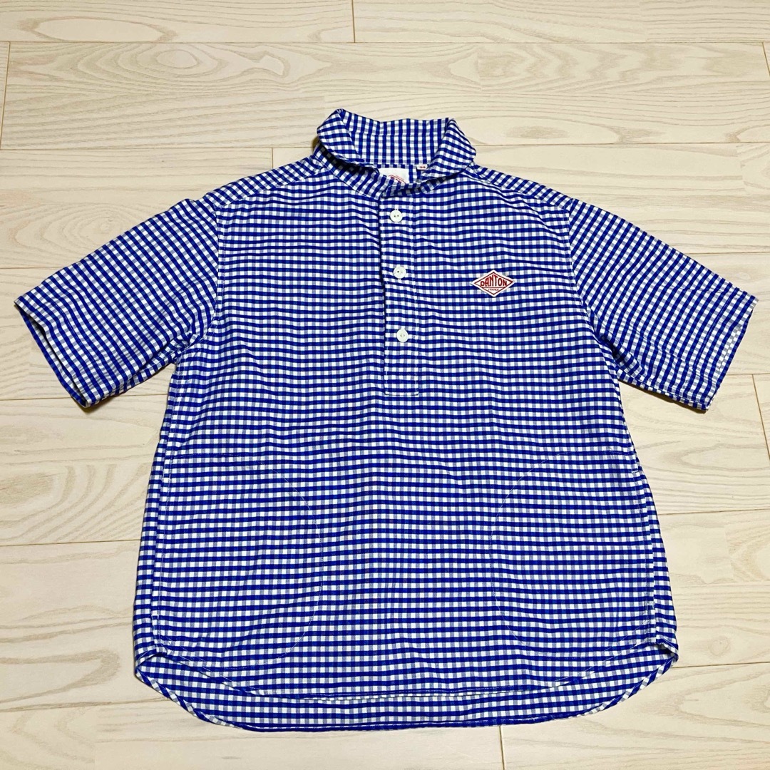 DANTON - 【美品】ダントン 丸襟 シャツ ギンガムチェック ブルー 半袖