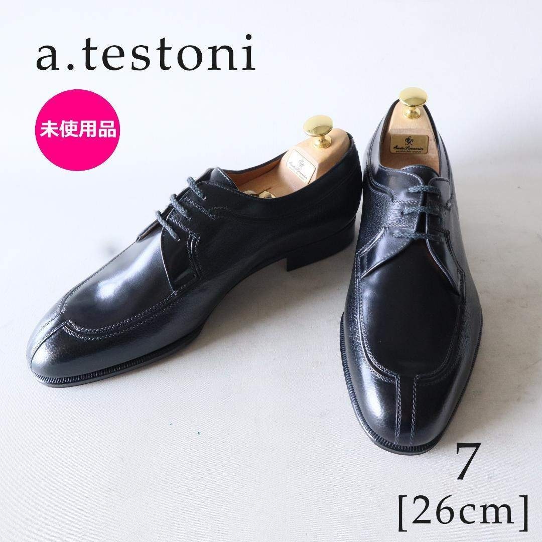 a.testoni - 未使用 ア・テストーニ Uチップドレスシューズ 黒 7 26cm
