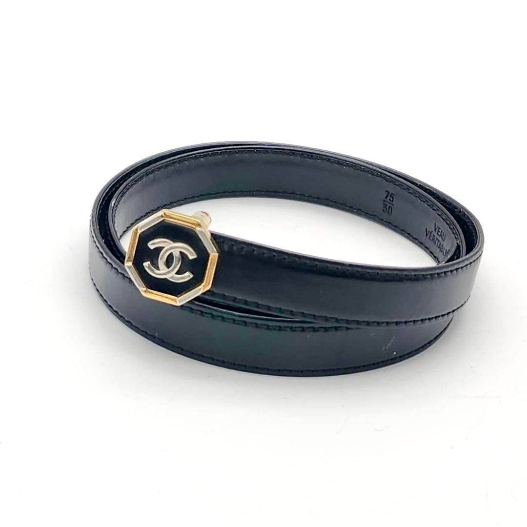 CHANEL - シャネル ココマーク ベルト ブラック レザー ゴールド