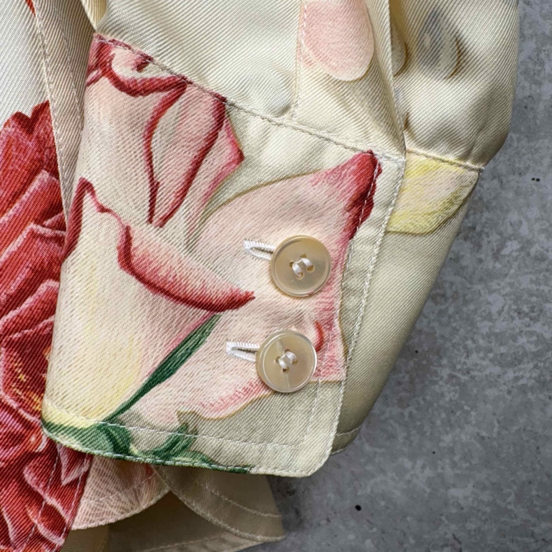 HERMES - HERMES エルメス シルク100% シャツ 42 バラの雫 アイボリー