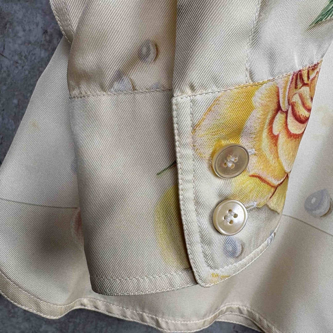 HERMES - HERMES エルメス シルク100% シャツ 42 バラの雫 アイボリー