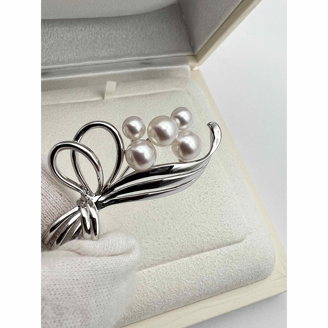 MIKIMOTO ミキモト真珠パールブローチ シルバー 5珠花束