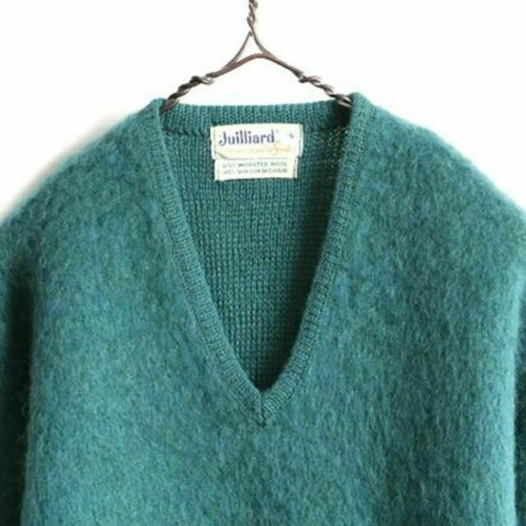 60s ビンテージ 35% モヘア ☆ Vネック ウール モヘヤ 長袖 ニット の