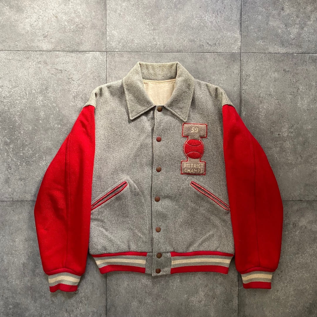 50s スタジャン リバーシブル グレー×レッド M相当の通販 by 【古着屋