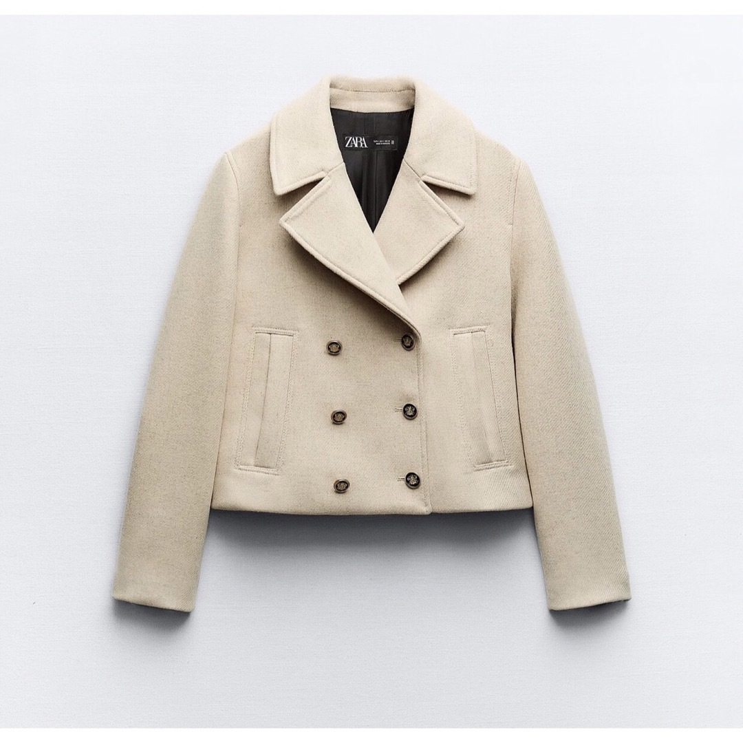 ZARA - ZARA クロップド ダブルブレスト ウールブレンドコートMサイズ