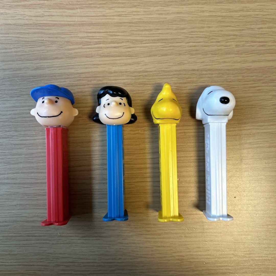 SNOOPY - PEZペッツ4本セット スヌーピー チャーリーブラウン ウッド