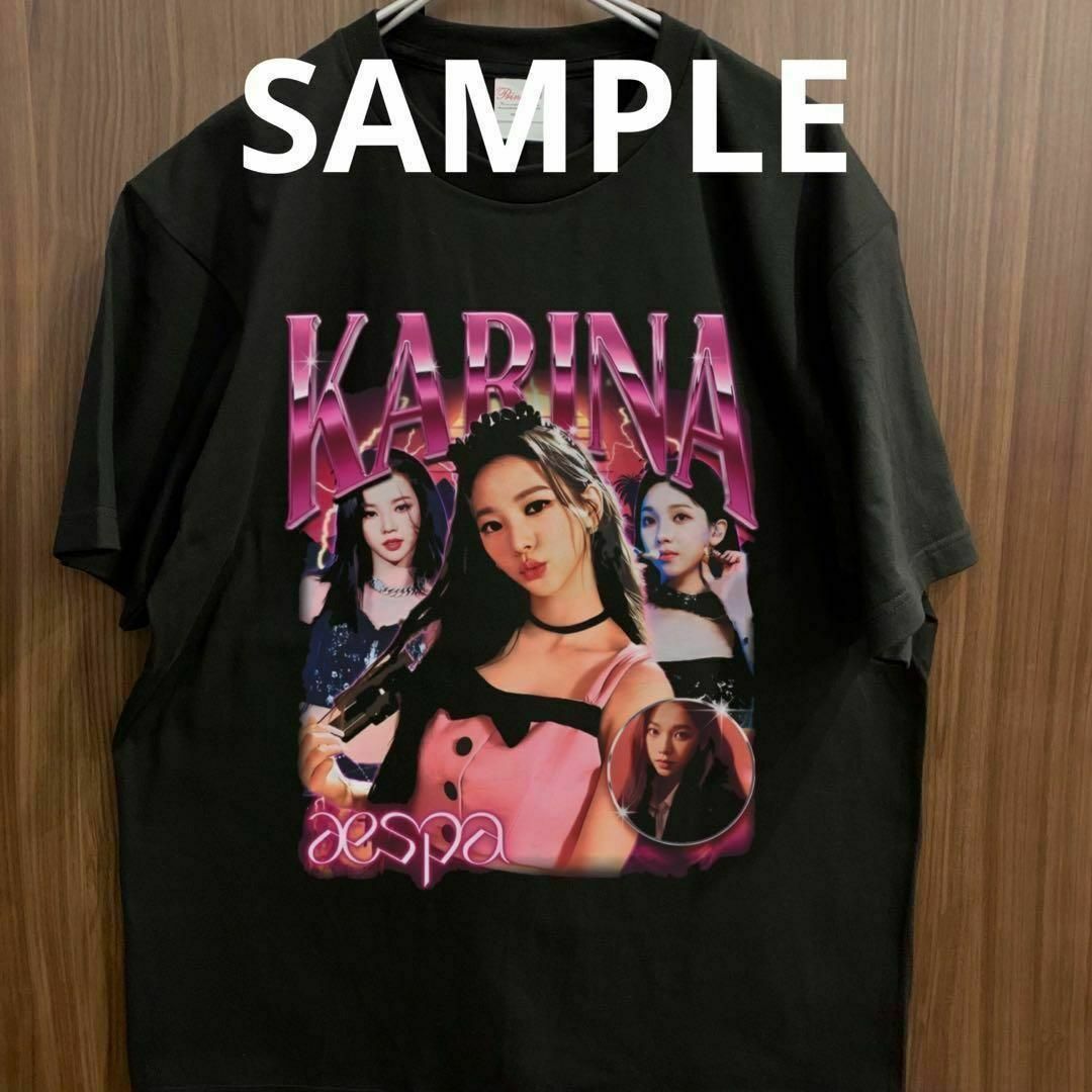 aespa karina カリナ Tシャツ rap ブラック vintageの通販 by yutete