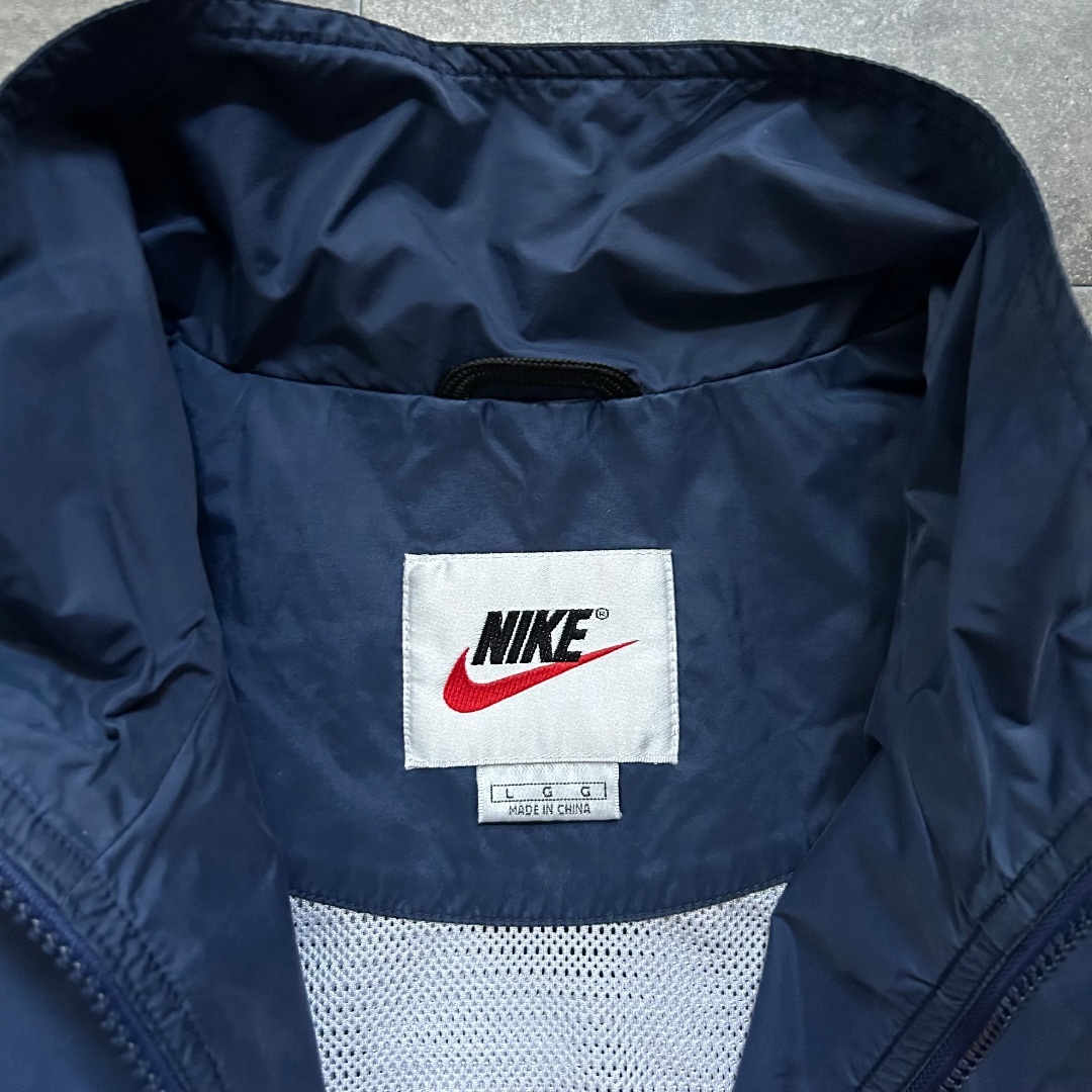 NIKE - 90s NIKE ナイキ ナイロンジャケット 白タグ ネイビー Lの通販