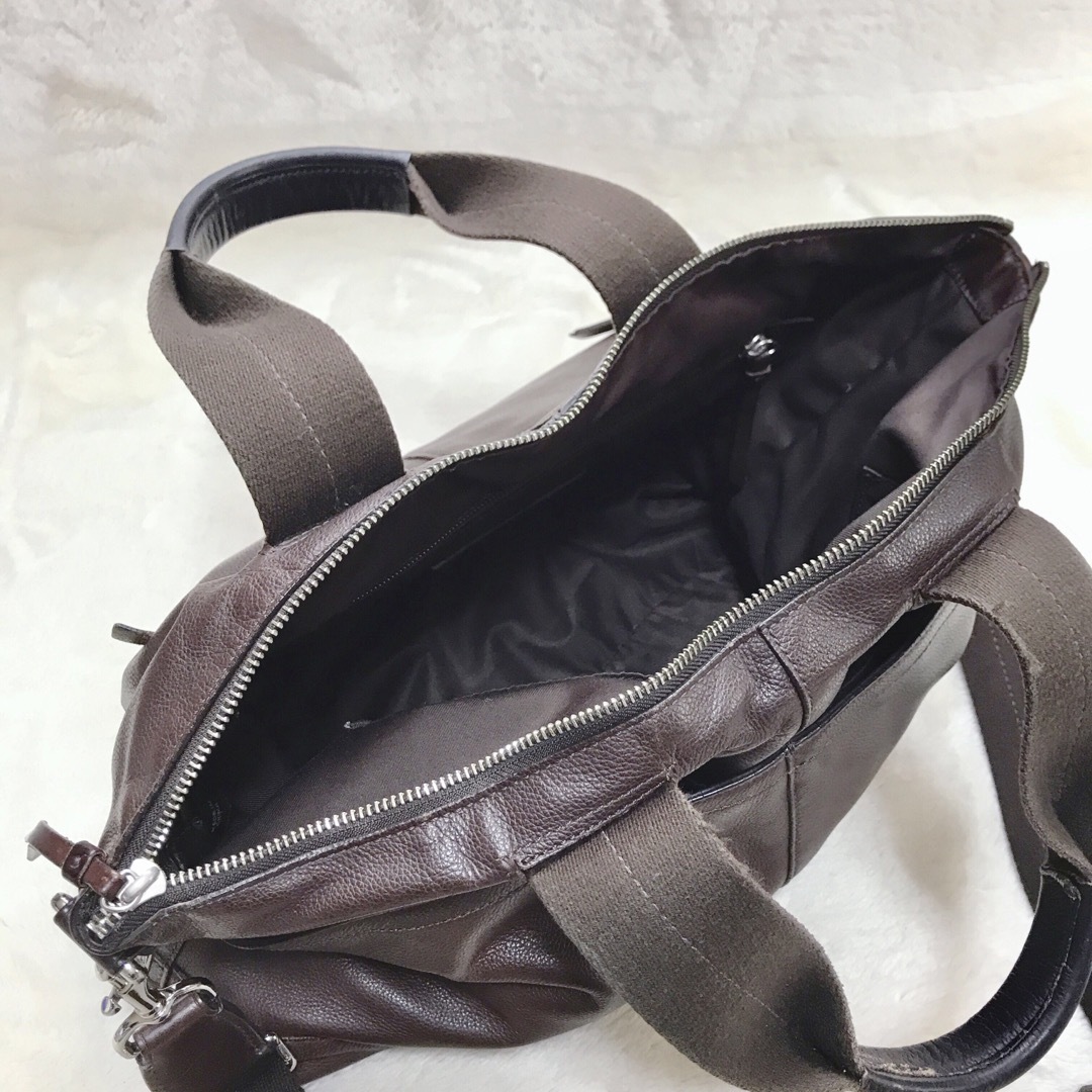 極美品 COACH レザー 2way ビジネスバッグ ダブルファスナー 斜め掛け