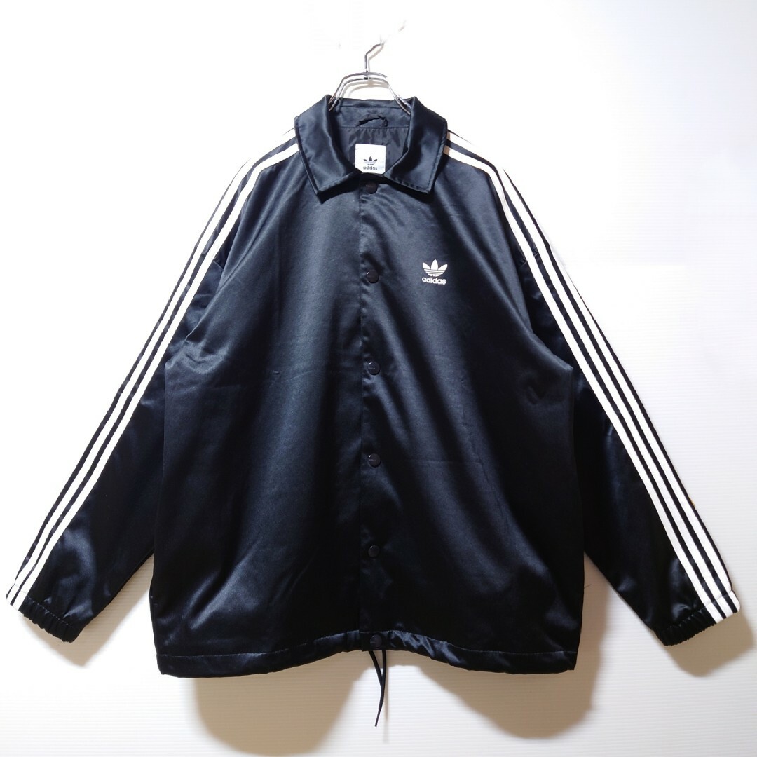 adidas - adidas☆サテン コーチジャケット☆ナイロンジャケット☆黒