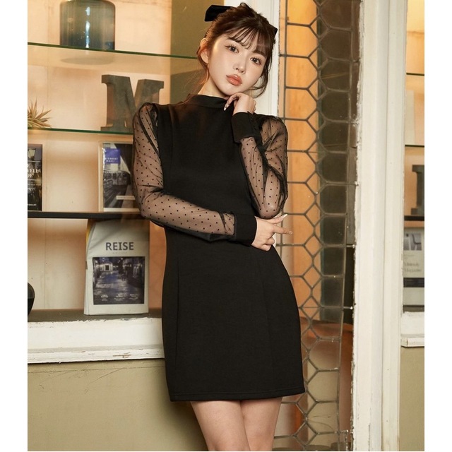 Darich ダーリッチ シアードットワンピース BLK FREEサイズ シアー