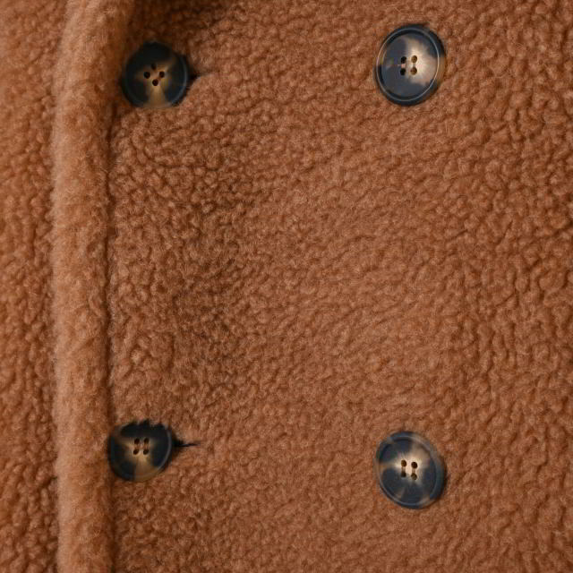 Solleciti キャメル シルク ボア ダブルブレスト ベルテッド コートの