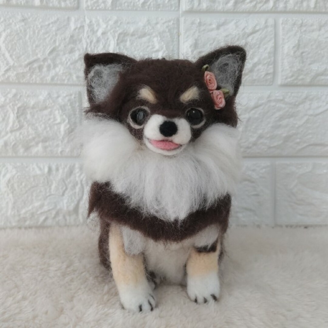 羊毛フェルト 犬 チワワ チョコタンの通販 by オレンジみかん｜ラクマ