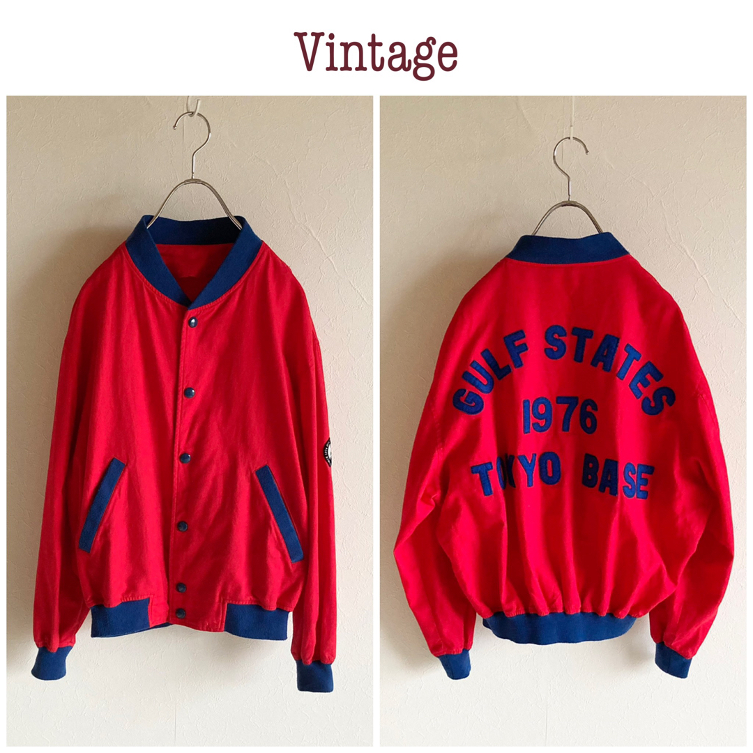 70s ビンテージ ビッグシルエット スタジャン 34 赤 レッドの通販 by