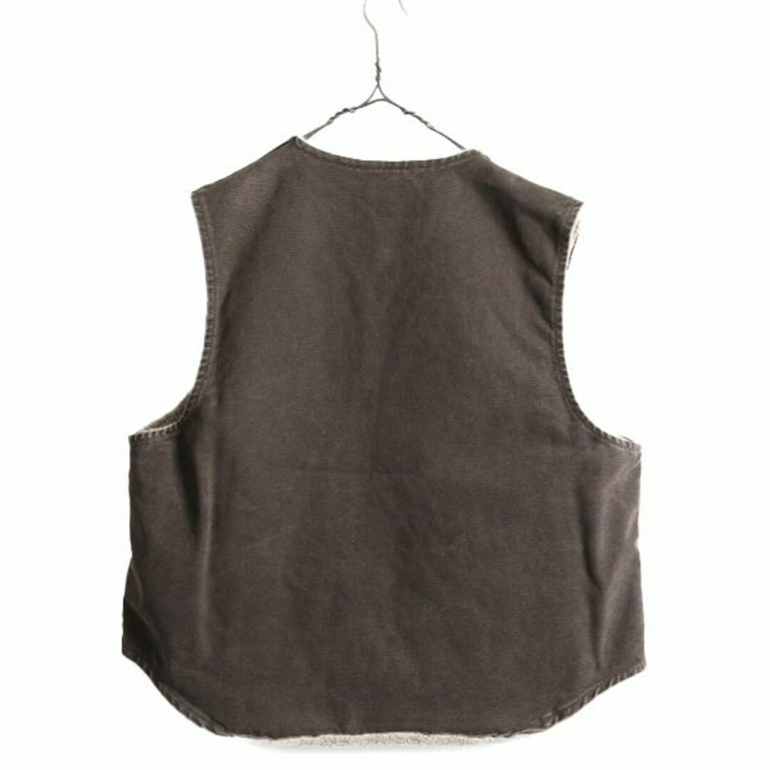 US企画 90s USA製 カーハート 裏 ボア ダックベスト XL パイル 茶の