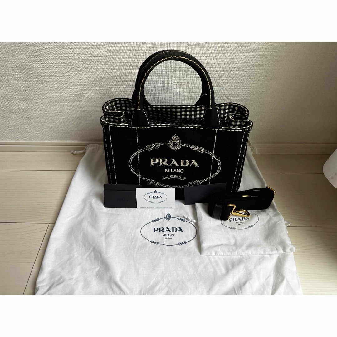 PRADA - 限定PRADA カナパ S ブラックギンガムチェックの通販 by m's