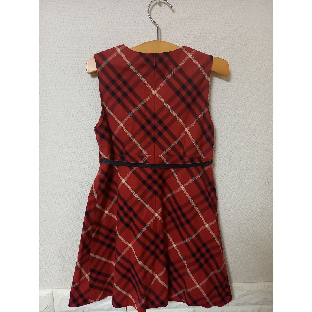 BURBERRY - バーバリーロンドン ノースリーブ ワンピース 赤 チェック