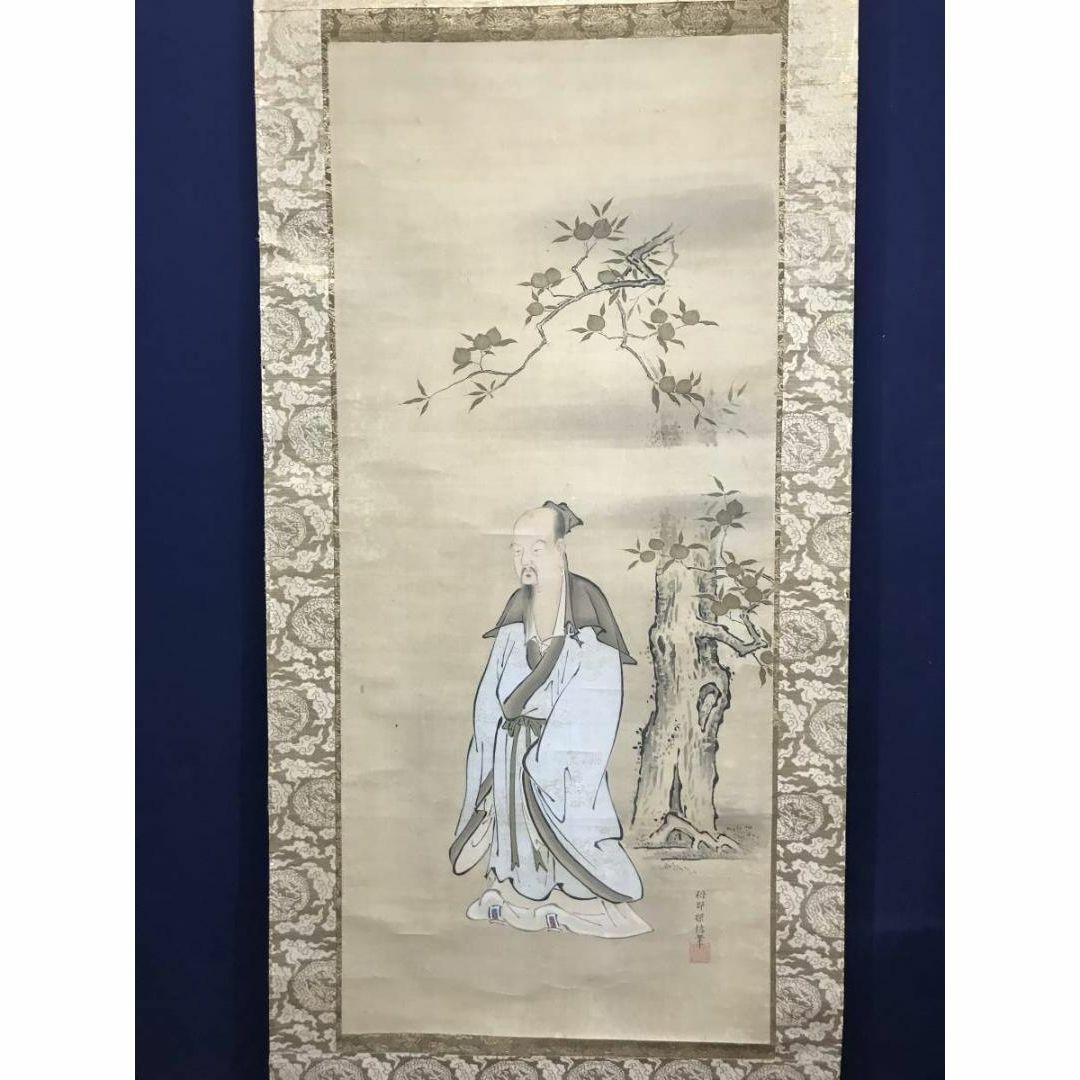 真作】狩野探信/桃仙人図/人物図/掛軸☆宝船☆AC-168の通販 by 掛軸