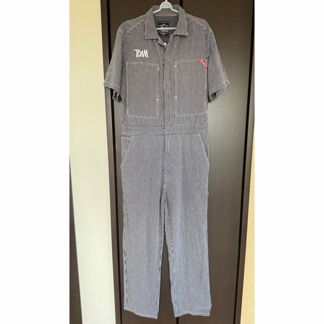 STUSSY - Stussy/オールインワン/ヒッコリー/半袖/ネイビー/つなぎ