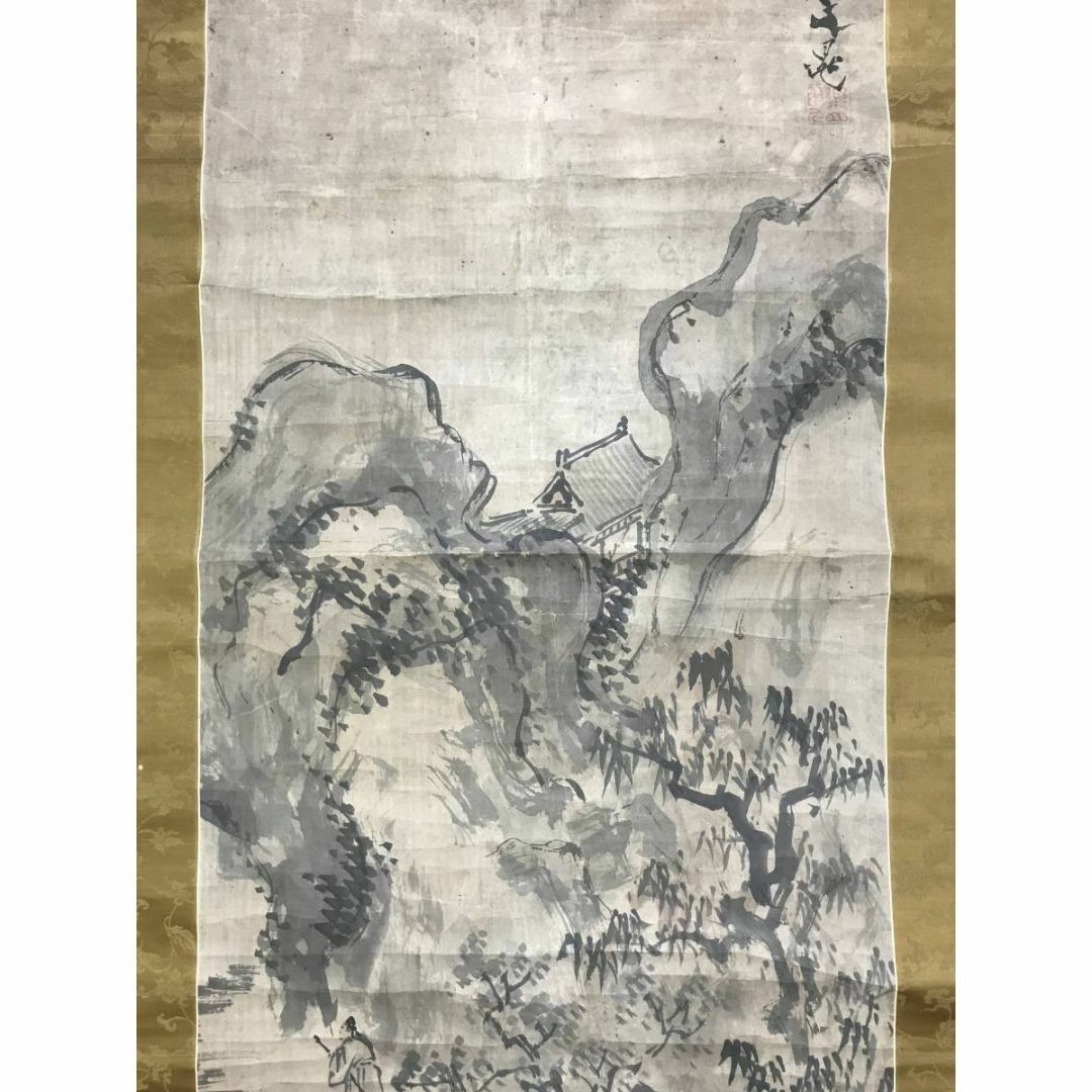 谷文晁/山水人物図/山水図/楼閣山水図/古画/掛軸☆宝船☆AE-132の通販