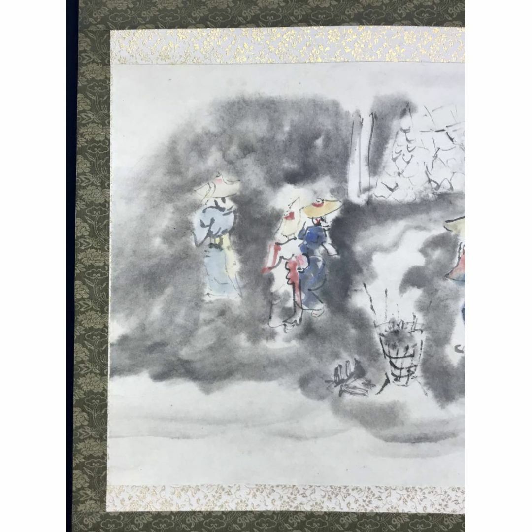 真作/伯堂/僊堂/豊年踊り図/人物図/掛軸☆宝船☆AD-