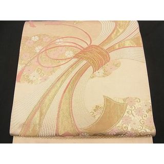 平和屋着物□六通柄袋帯 唐織 束ね熨斗花唐草文 金糸 逸品 n-bj0532の