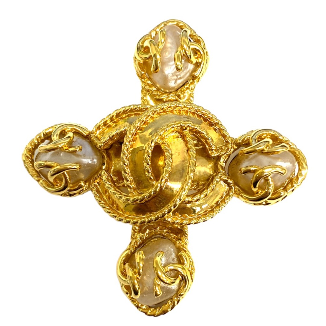 CHANEL - [USED/中古]CHANEL シャネル ブローチ クロスパールブローチ