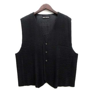 issey miyakeブラック プリーツ ノースリーブ ベスト L ジレ ISSEY
