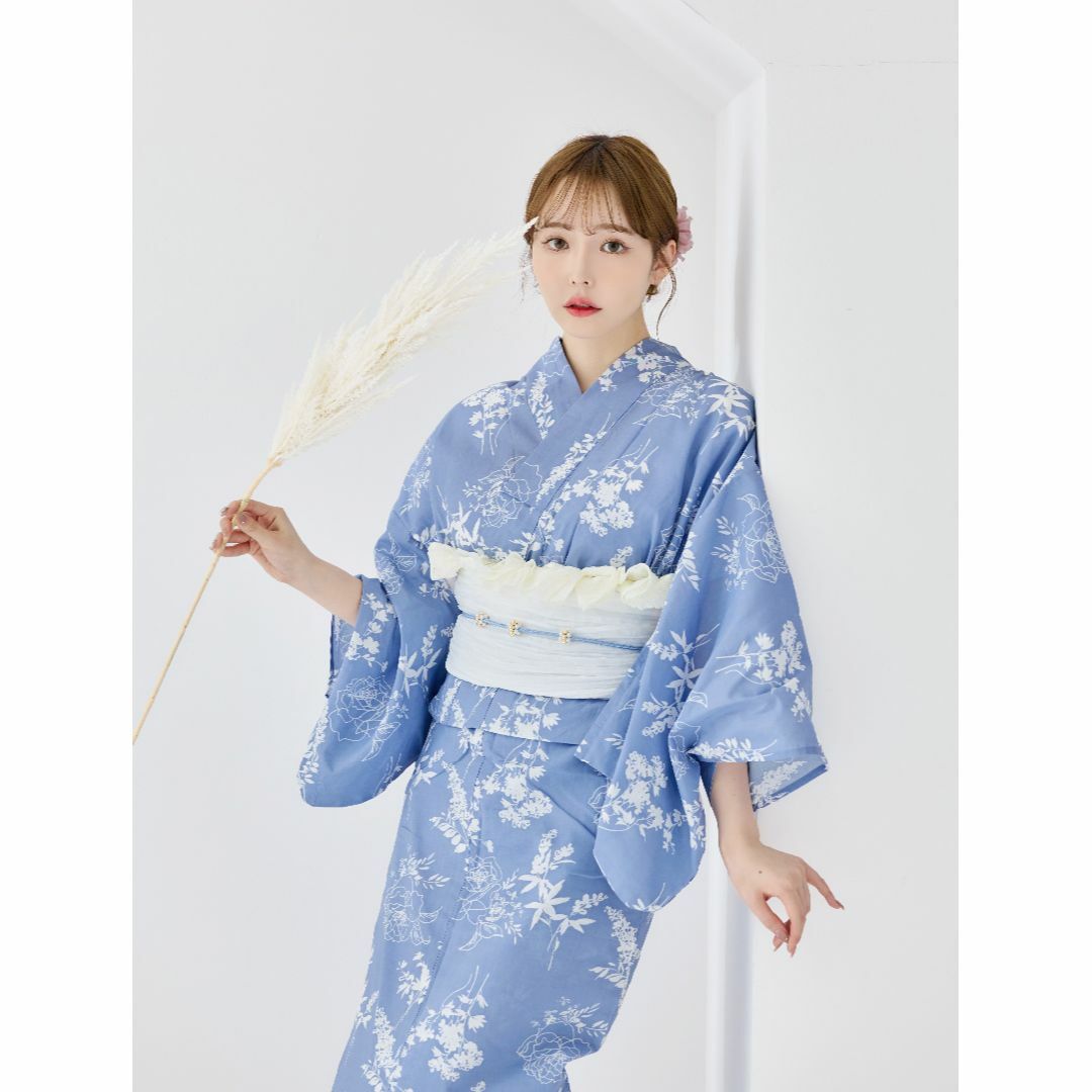 新品 浴衣 セット 浴衣セット ゆかた 大人 レディース 青 水色 Y4-14の