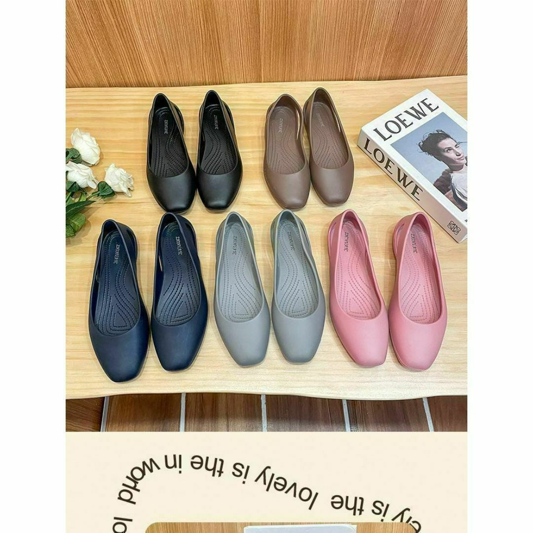 EVAパンプス24cmフラットシューズおしゃれクロックス黒サンダル軽量