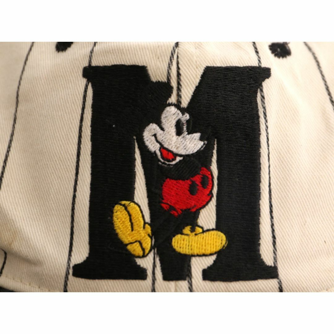 80s ディズニー ミッキーマウス 刺繍 ストライプ ベースボール