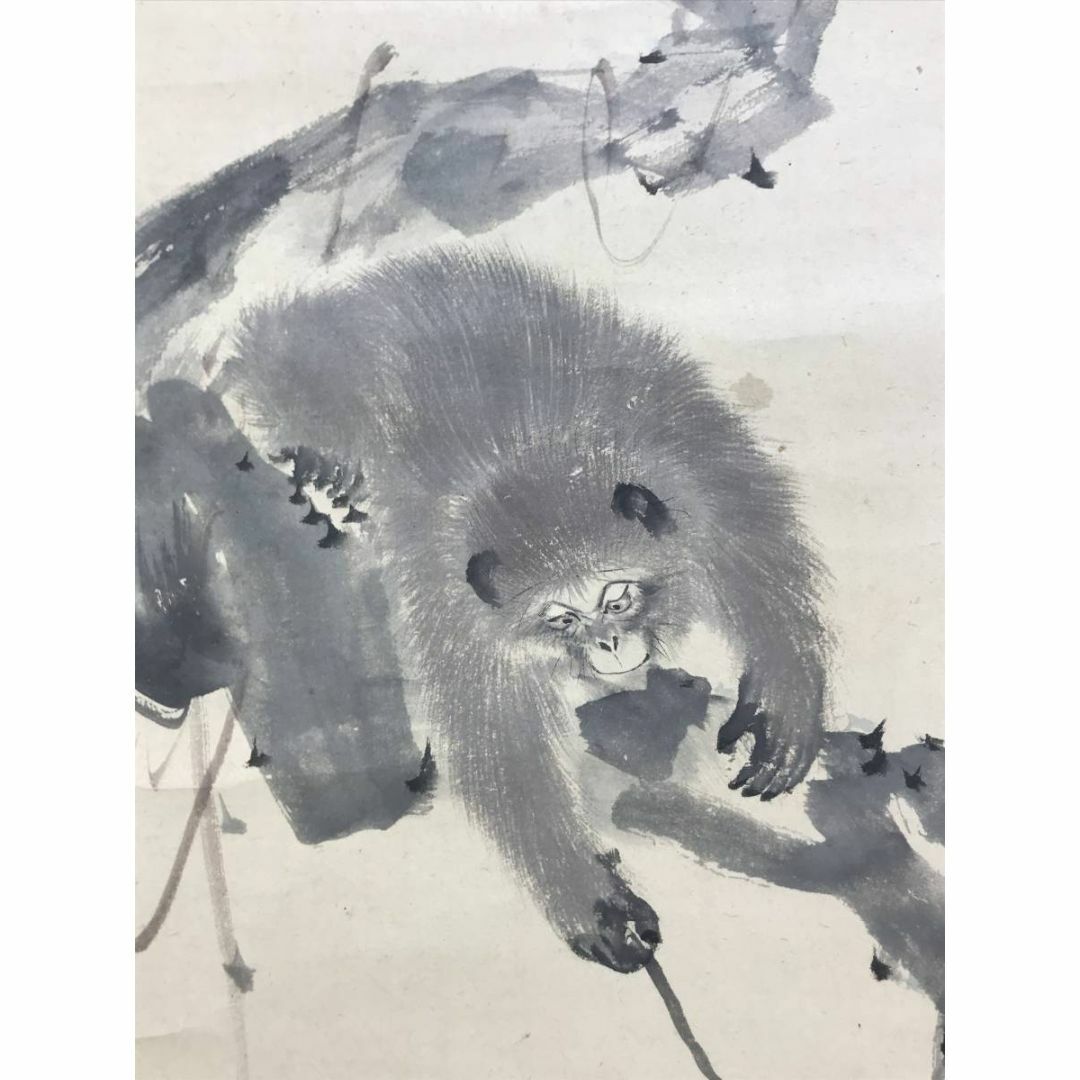 真作/森琴石/青緑春景山水画賛/軸先紫檀/桐題箱付/布袋屋掛軸HB-767 真