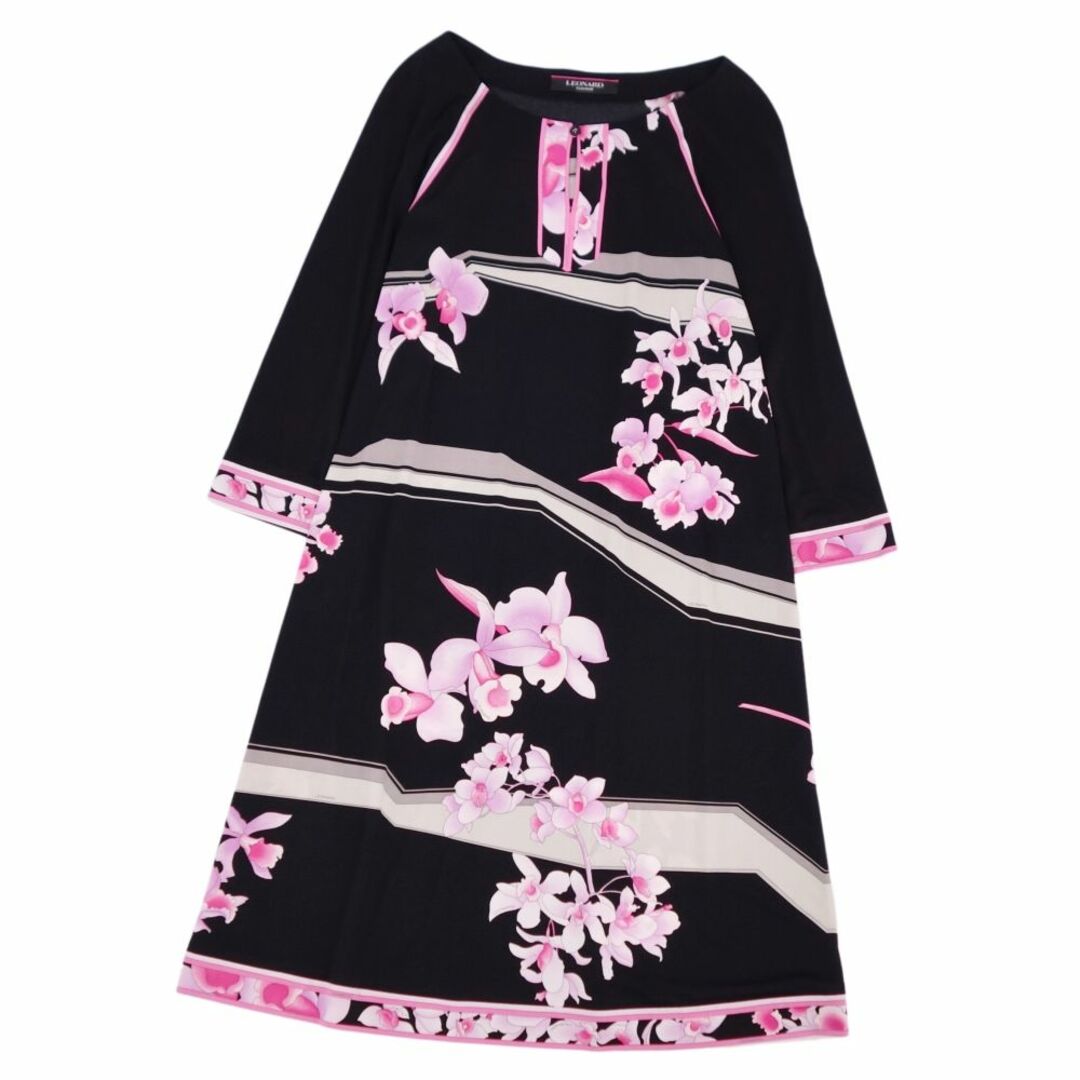 LEONARD - 極美品 レオナール LEONARD FASHION ワンピース 七分丈 花柄