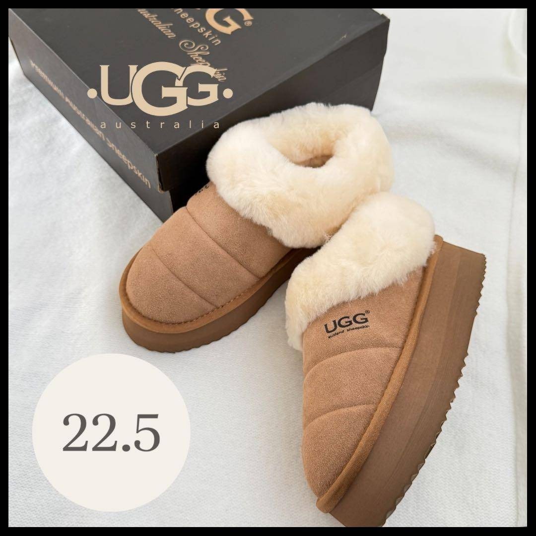 UGG AUSTRALIA - 【UGG AUZLAND】厚底シープスキンスリッパ＊22.5cm