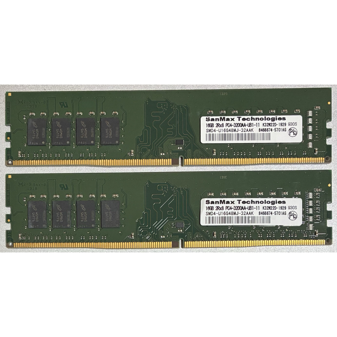 中古】DDR4-3200 32GB(16GB×2枚) SanMax