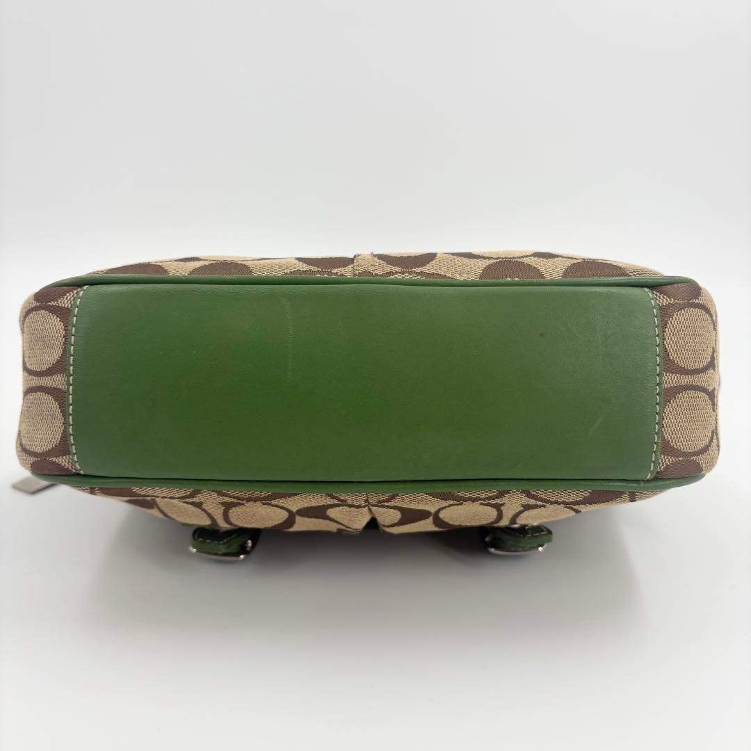 希少 美品 COACH コーチ シグネチャー ショルダーバッグ 緑 837