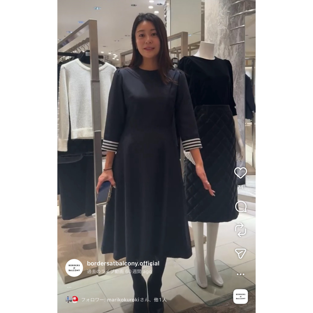 最終価格】W FRONT WOOL DRESS ネイビー 38