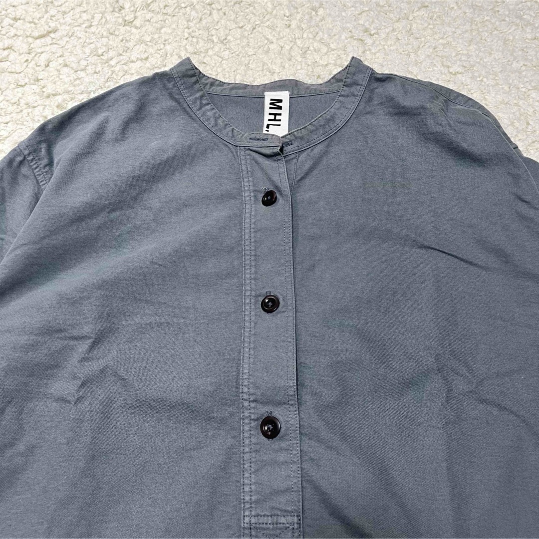 マーガレットハウエル MHL. バンドカラーシャツ ミッドグレー Ⅱ