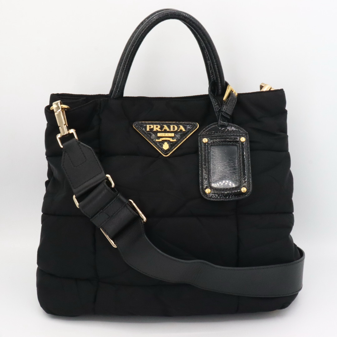 PRADA - 美品 プラダ ナイロン レザー 2WAY ハンドバッグ ブラックの