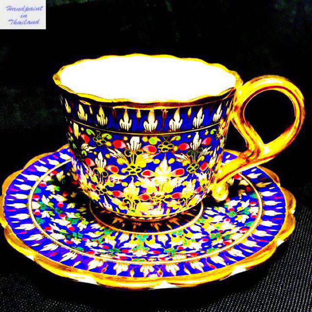 タイ王室御用達手書き ベンジャロン焼カップ＆ソーサーの通販 by 凛