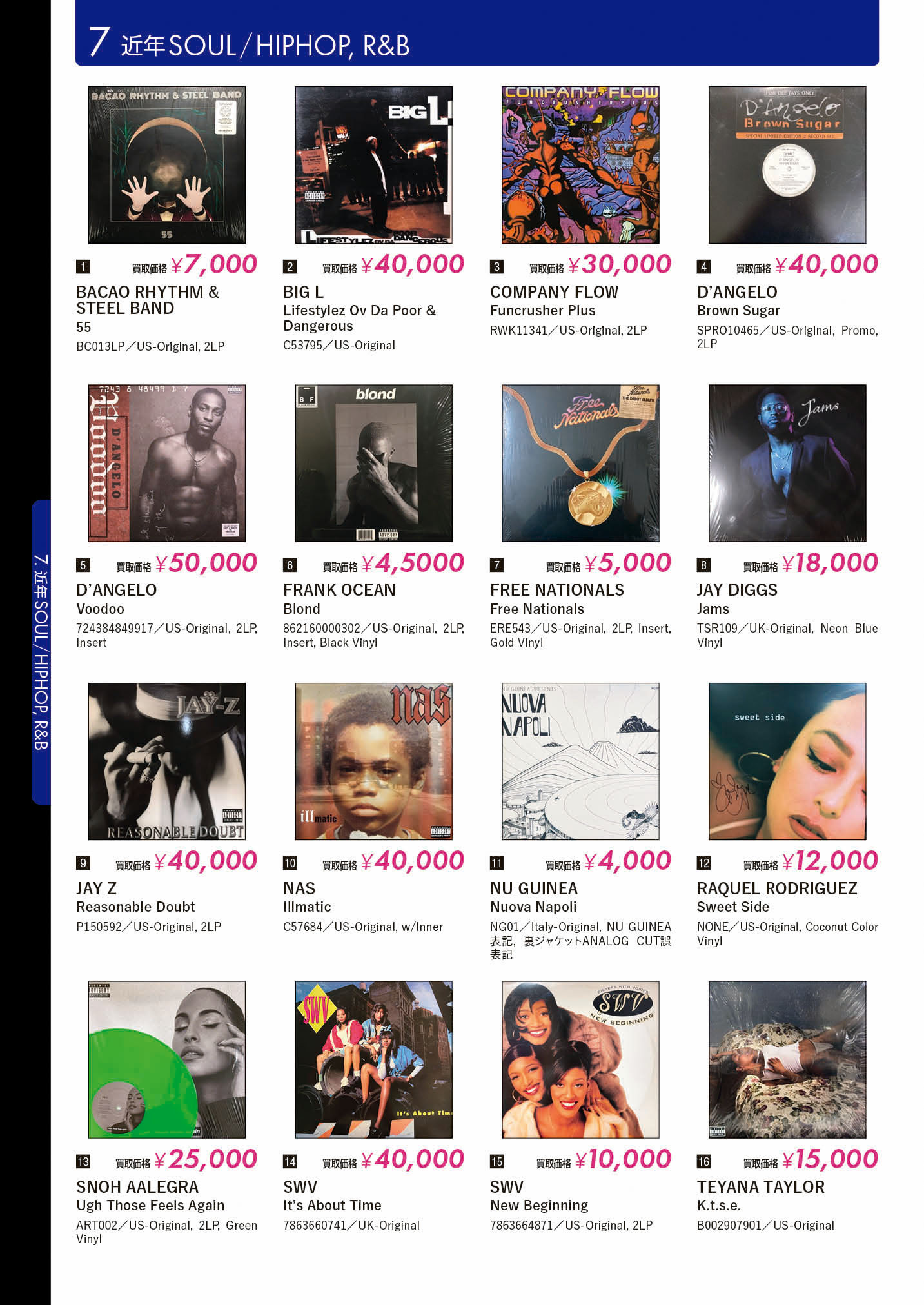 レコード高価買取リスト 近年SOUL/HIPHOP,R&B【HMV record shop/2025