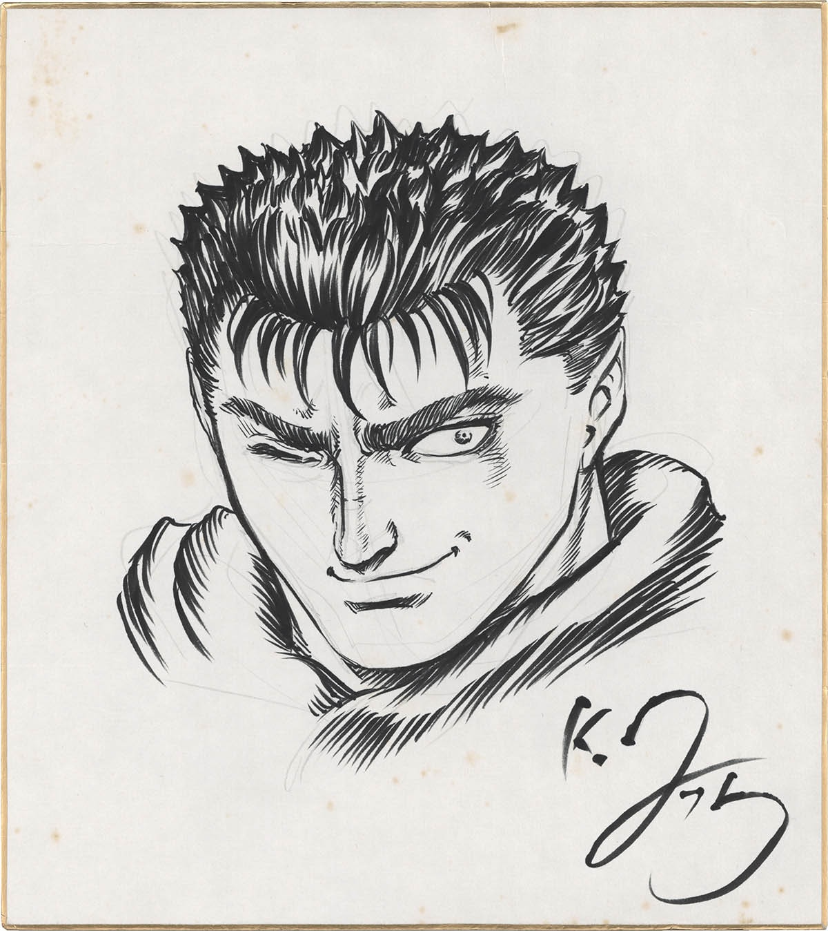 5201] 三浦建太郎 直筆色紙「ベルセルク」ガッツ