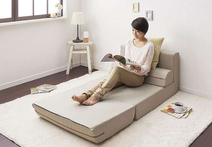 ポケットコイルで寝心地アップ！折りたたみソファーベッド セミ