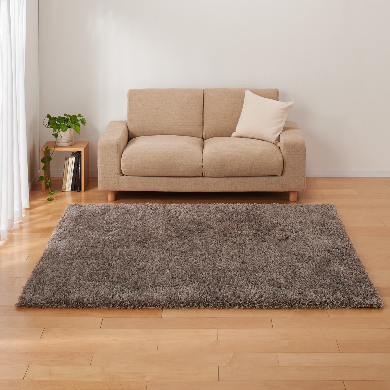 無印良品 ポリエステルミックスシャギーラグ／ベージュ 200