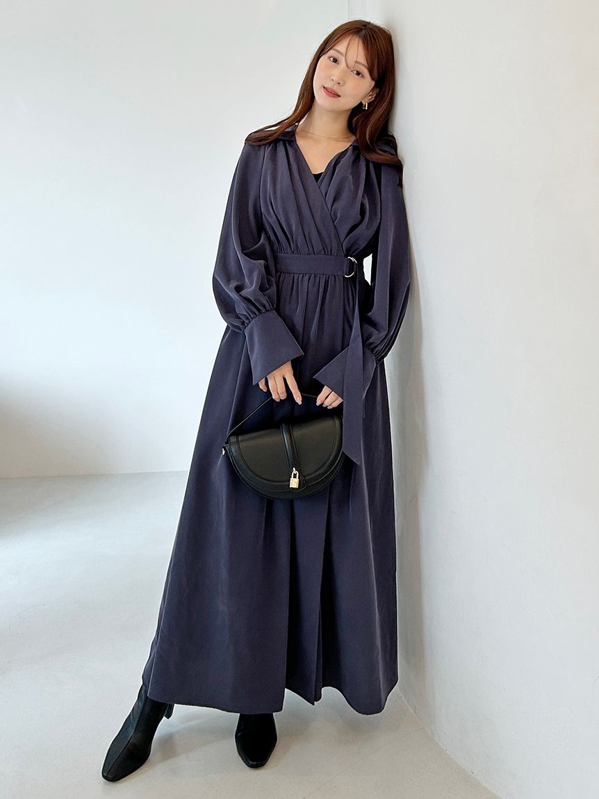 バリエカシュクールシャツワンピース(マキシ・ロングワンピース