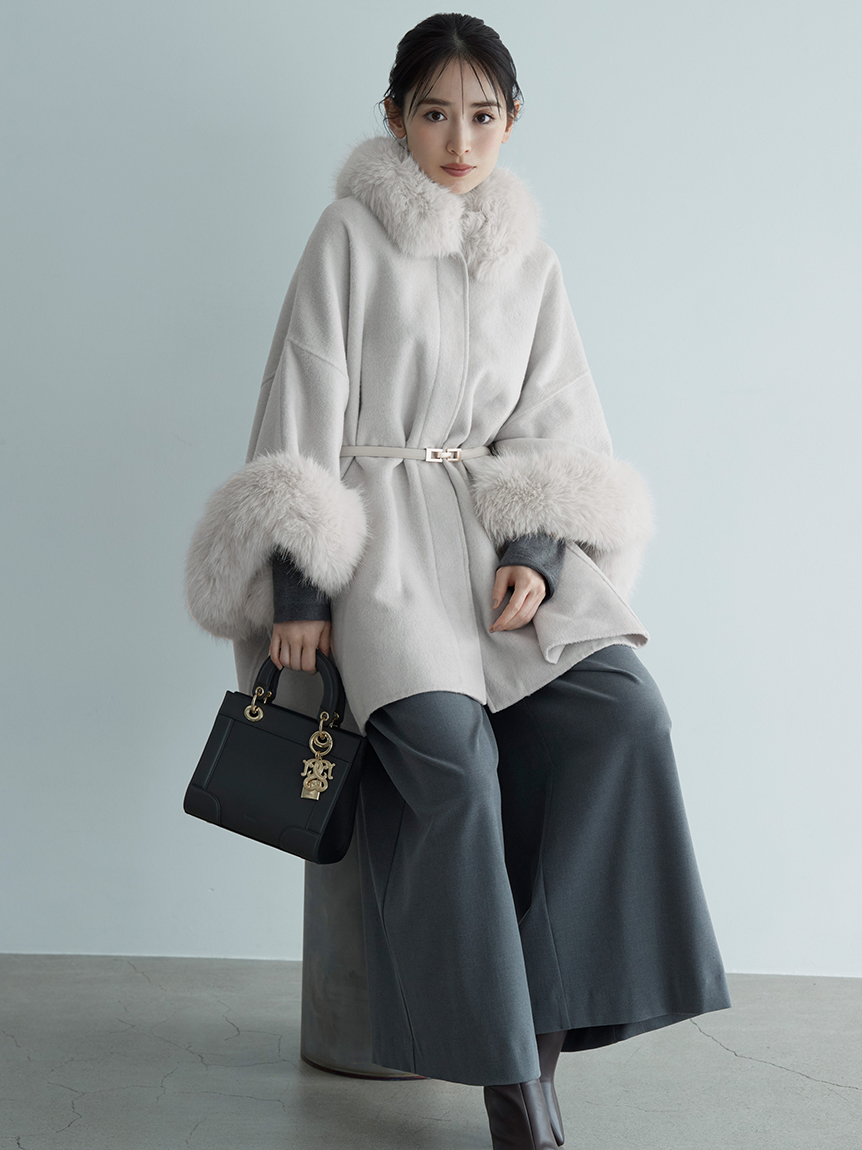 ファー付きミドルケープコート(コート)｜アウター｜SNIDEL(スナイデル